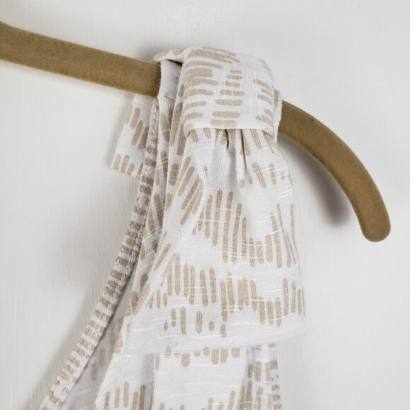 WHBM Bow Shoulder Tank Top White Tan Slub Jersey V-Neck Womens Size Medium - Picture 5 of 9